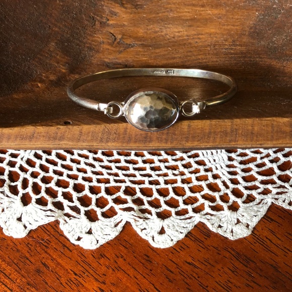 Sterling MEXICO CII Hinged Bangle Changeable Stones + 925 Hammered Focal - Picture 4 of 9